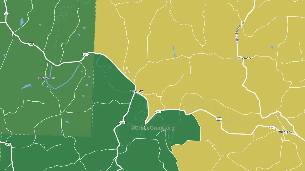 Birds Run, OH Map of Theft Rates