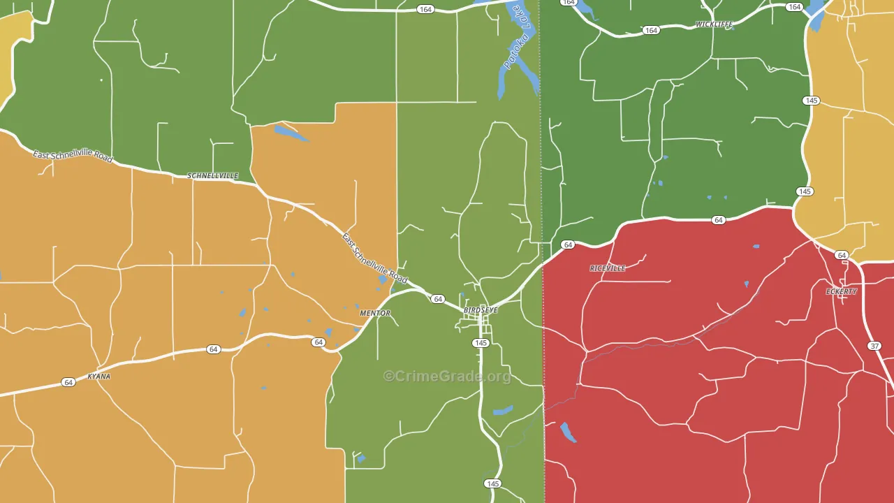 Birdseye, IN Map of Theft Rates