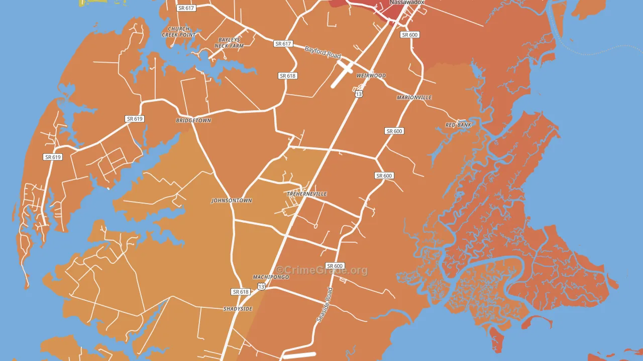 Birdsnest, VA Map of Theft Rates