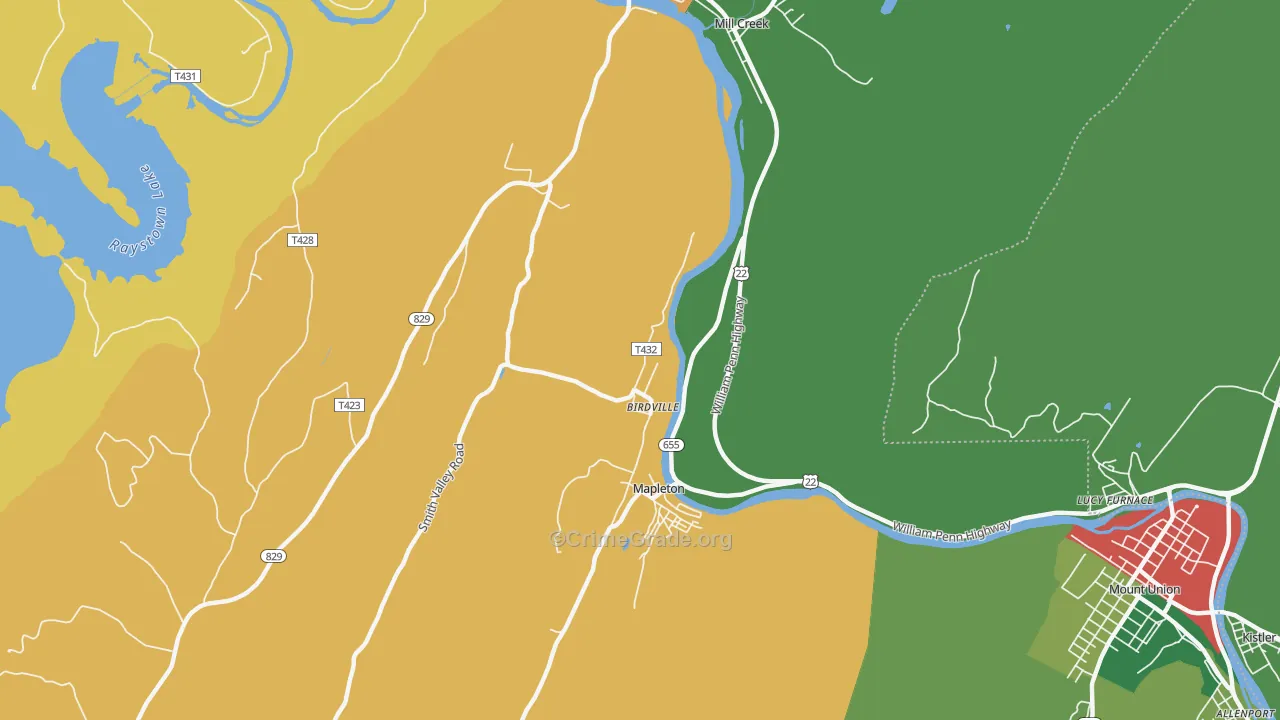 Birdville, PA Map of Theft Rates