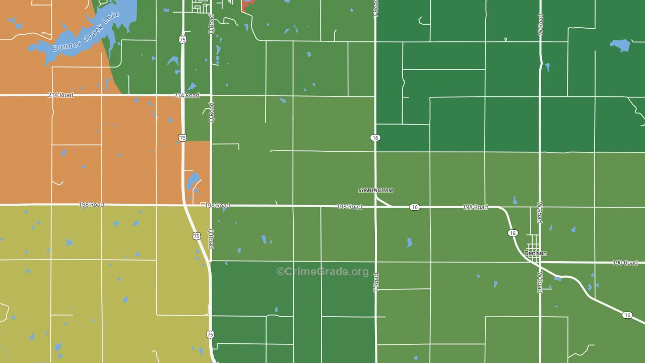 Birmingham, KS Map of Theft Rates