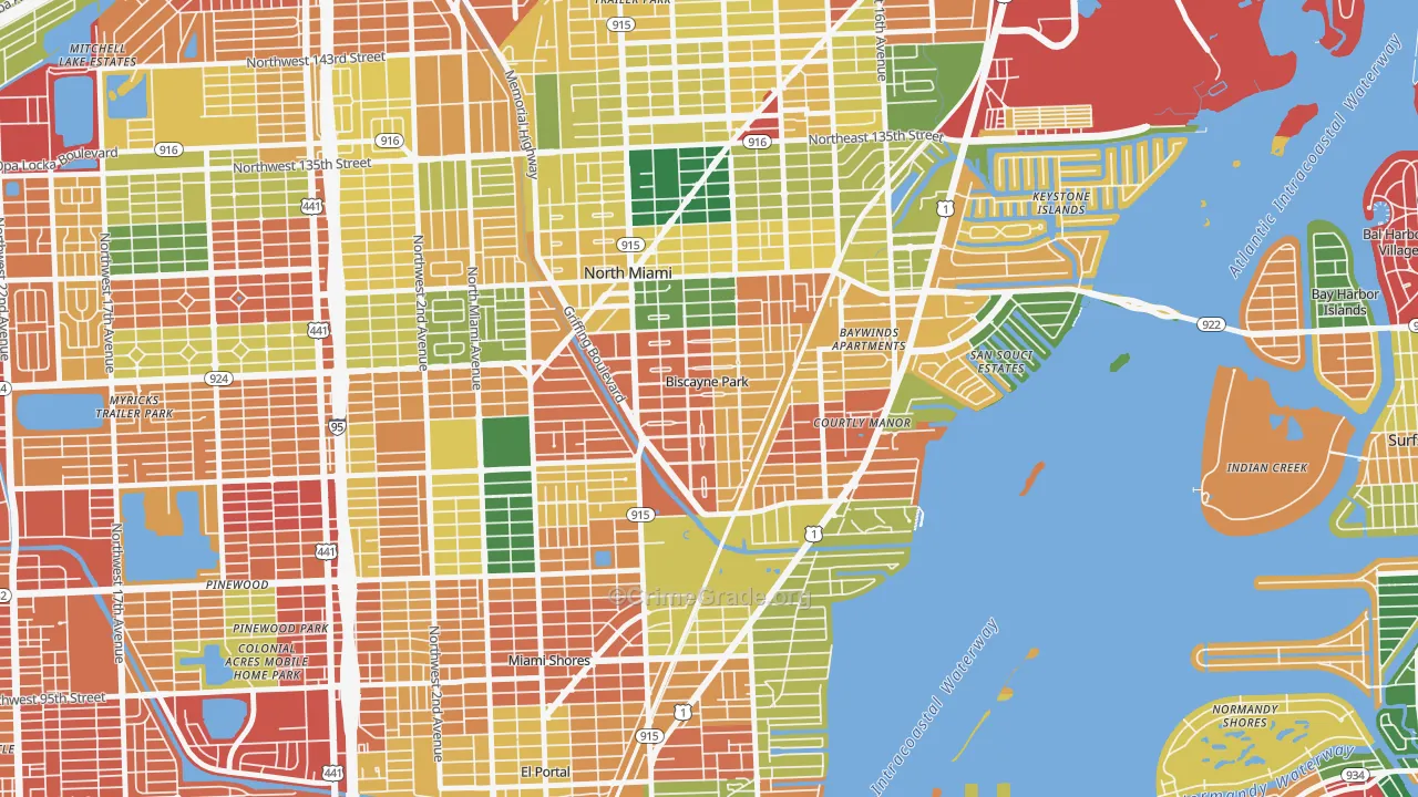 Biscayne Park, FL Map of Theft Rates