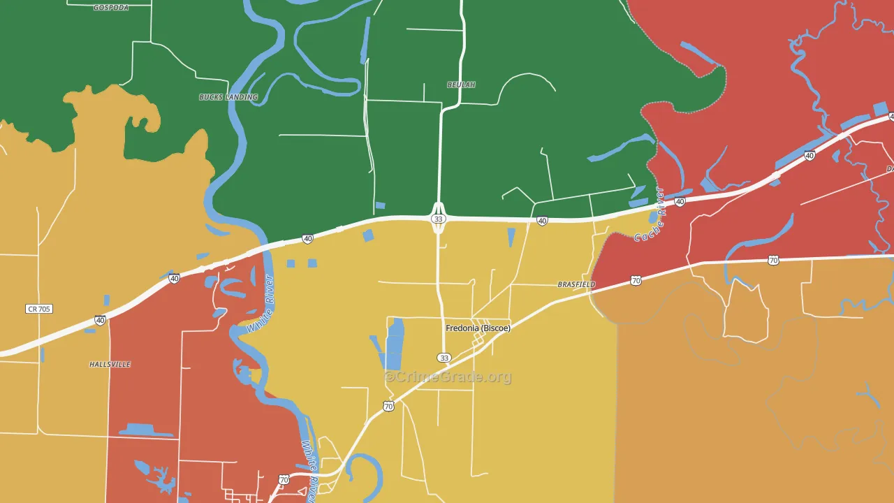 Biscoe, AR Map of Theft Rates