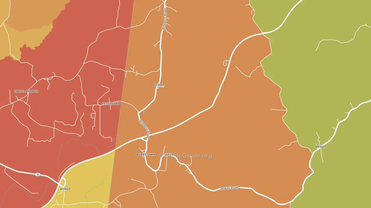 Bishop, AL Map of Theft Rates
