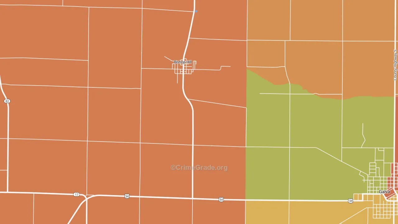 Bishop Hill, IL Map of Theft Rates