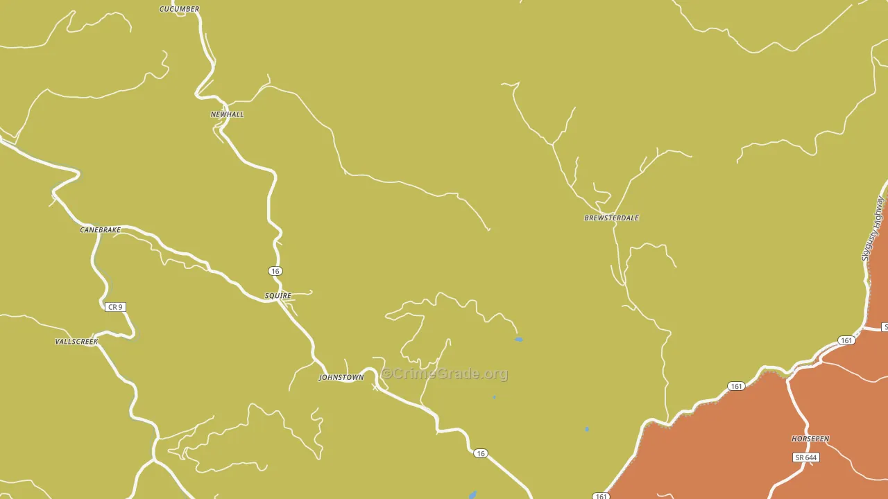 Bishop, WV Map of Theft Rates