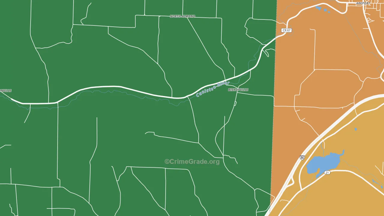 Bishopville, NY Map of Theft Rates