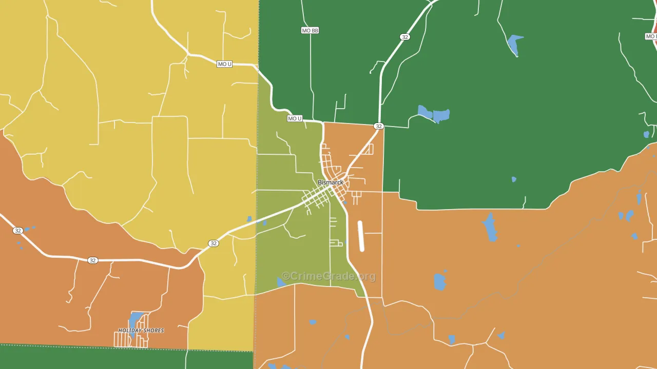 Bismarck, MO Map of Theft Rates