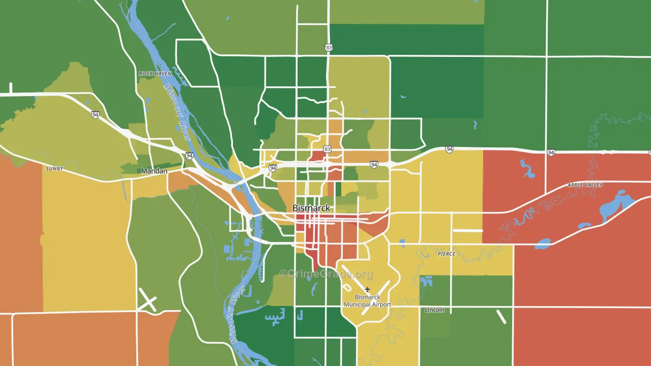 Bismarck, ND Map of Theft Rates
