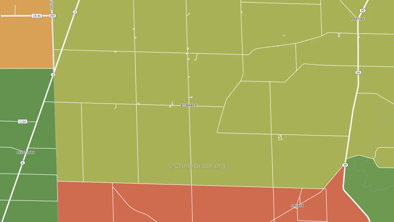 Bismarck, OH Map of Theft Rates