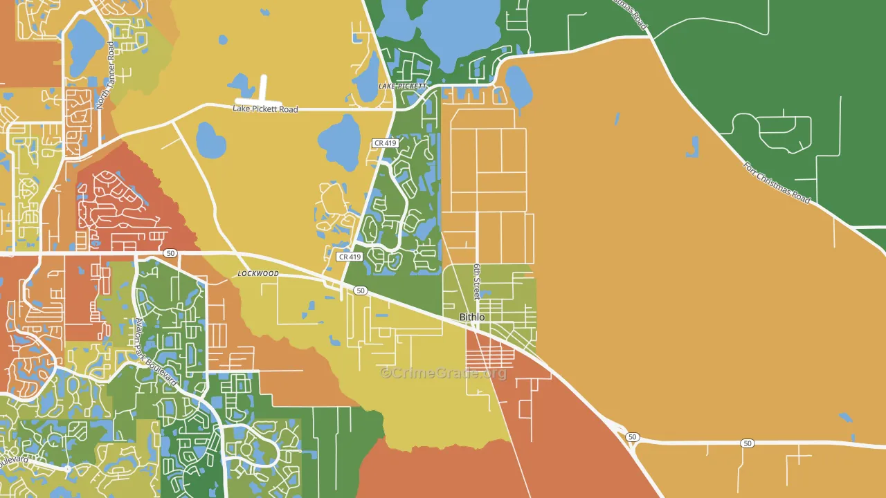 Bithlo, FL Map of Theft Rates