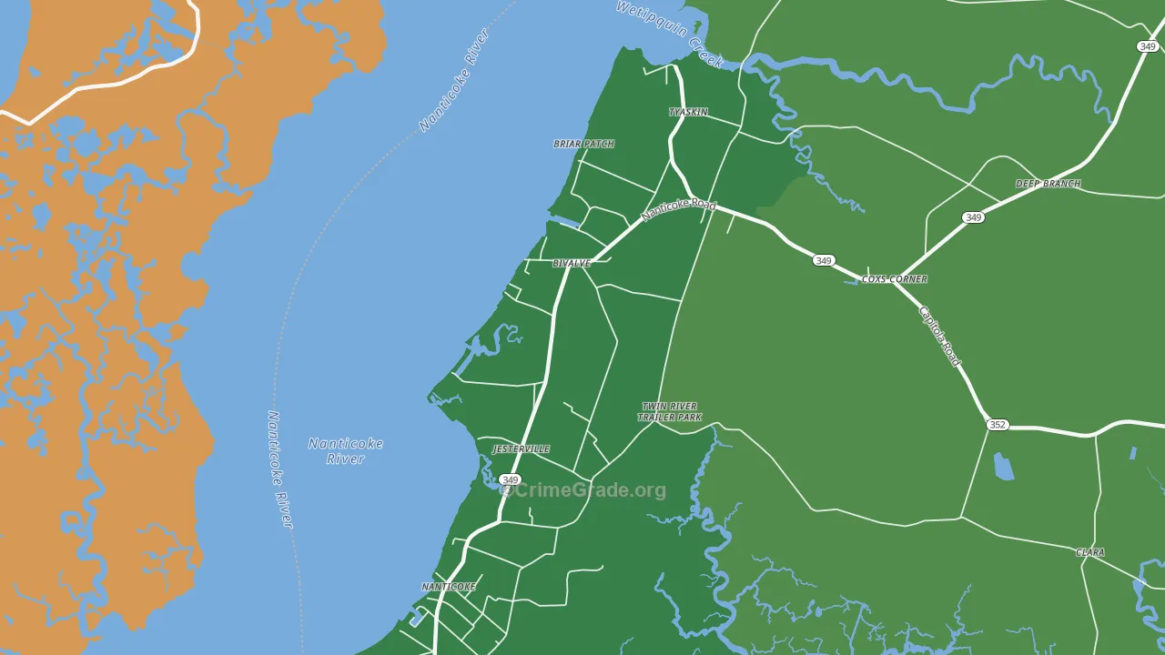 Bivalve, MD Map of Theft Rates