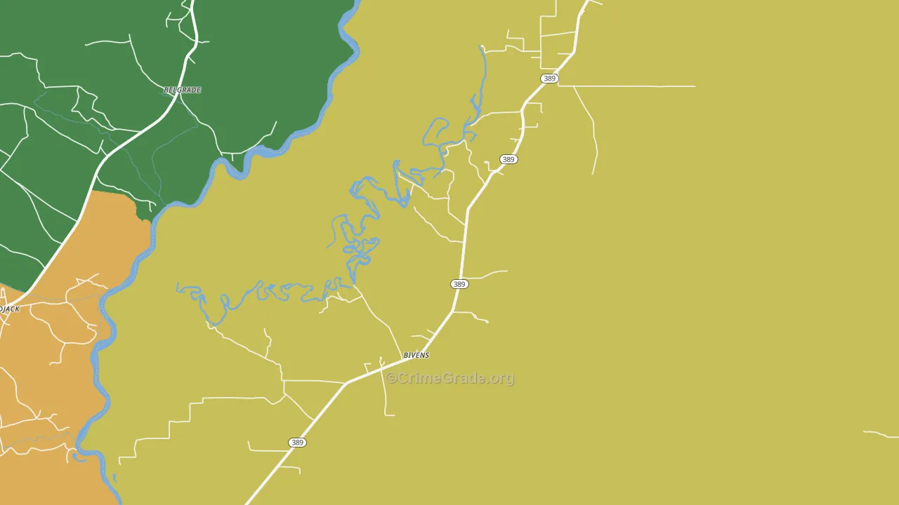 Bivens, LA Map of Theft Rates
