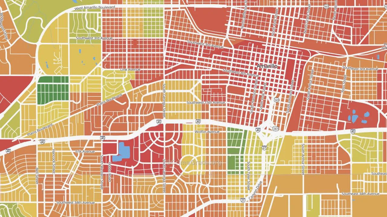 Bivins Addition, Amarillo, TX Map of Theft Rates
