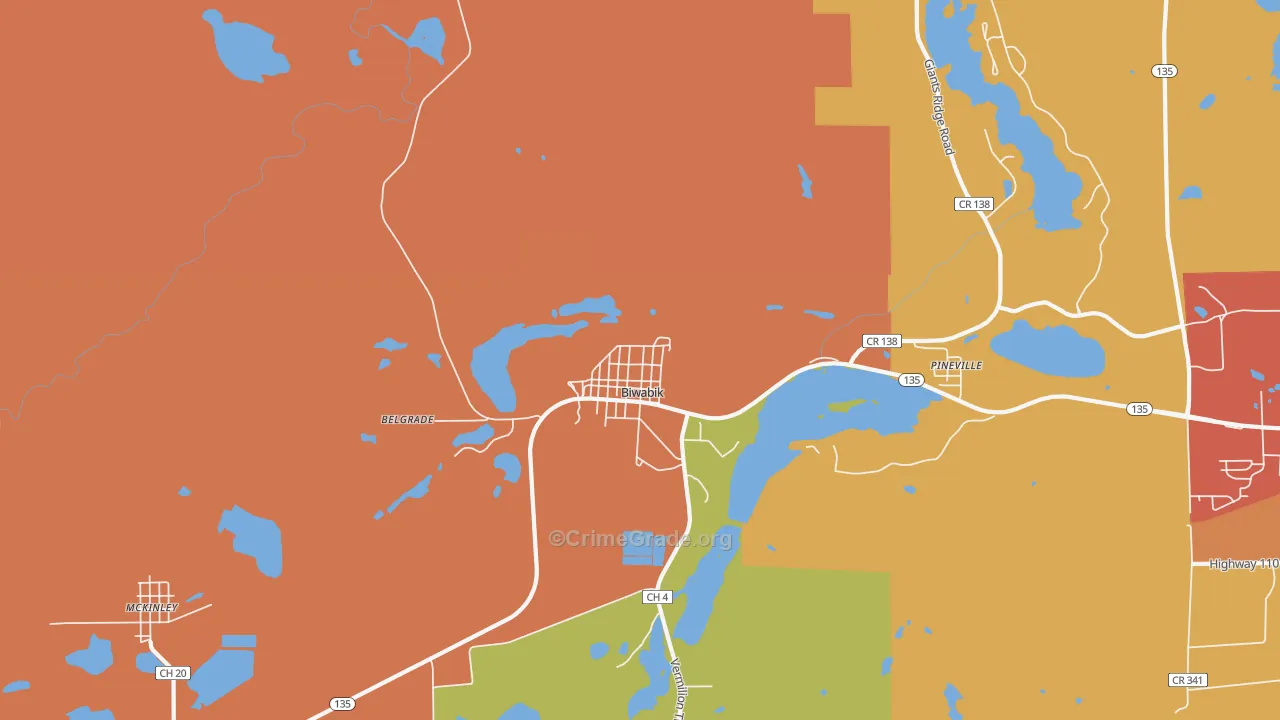 Biwabik, MN Map of Theft Rates