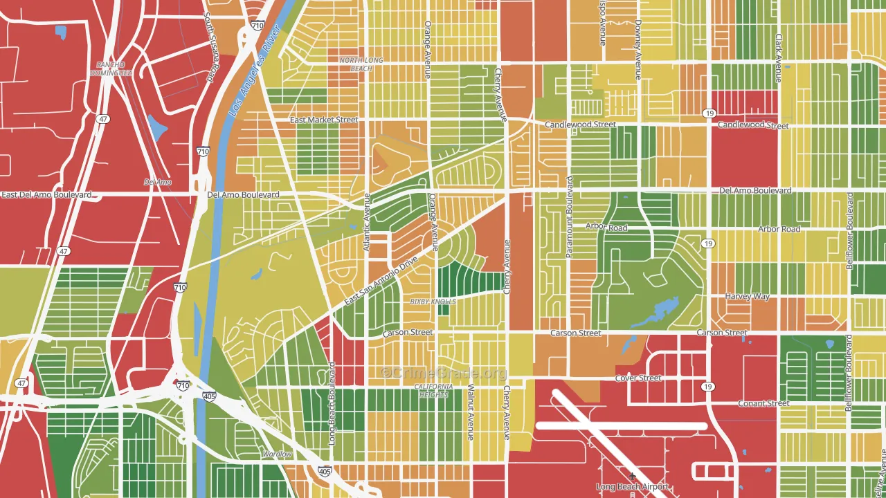 Bixby Area, Long Beach, CA Map of Theft Rates