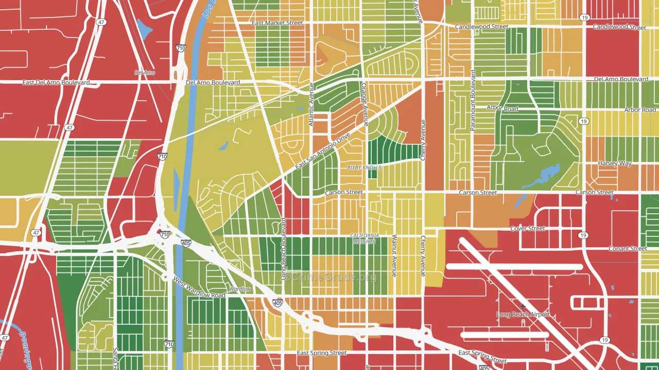 Bixby Knolls, Long Beach, CA Map of Theft Rates