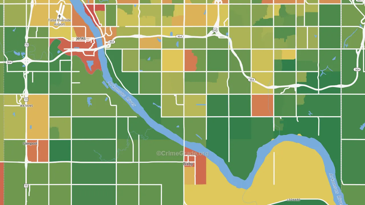 Bixby, OK Map of Theft Rates