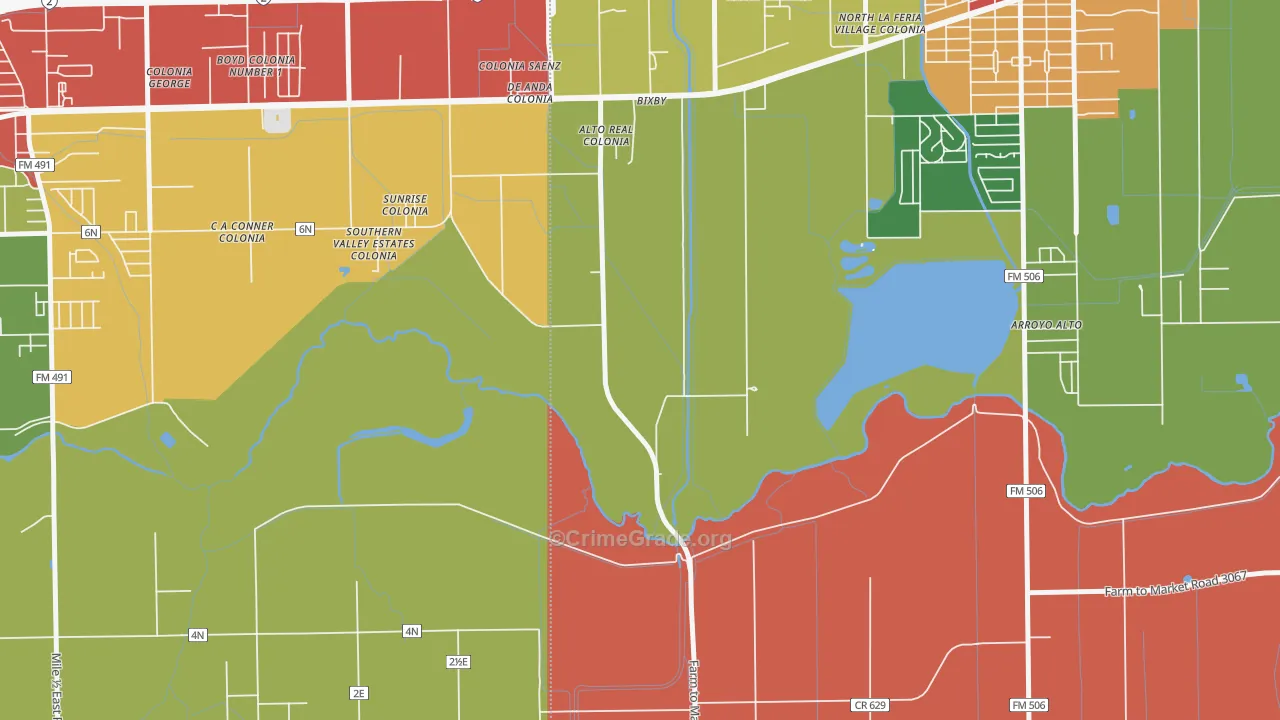 Bixby, TX Map of Theft Rates