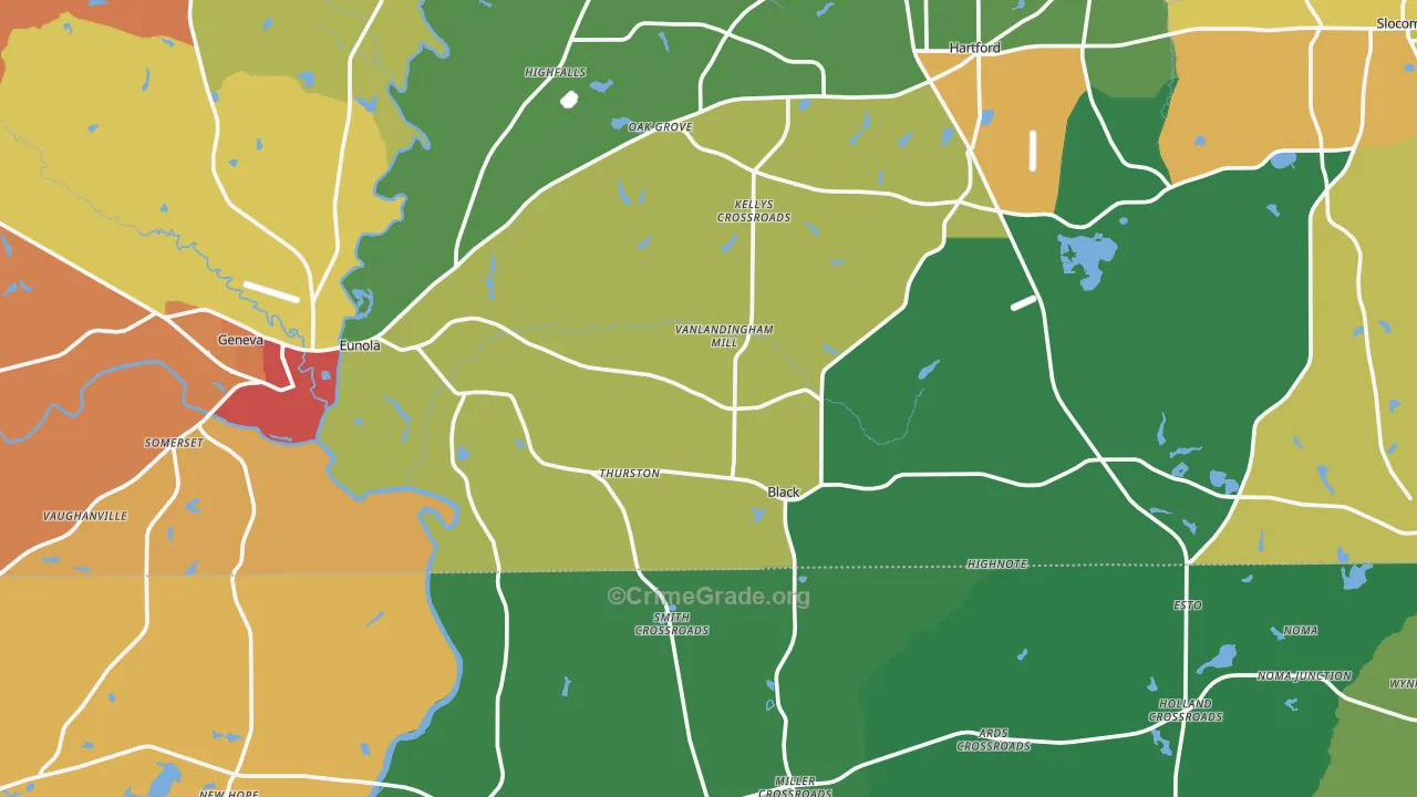 Black, AL Map of Theft Rates