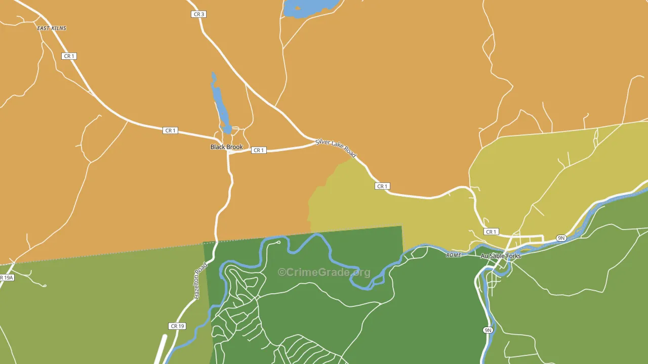 Black Brook, NY Map of Theft Rates