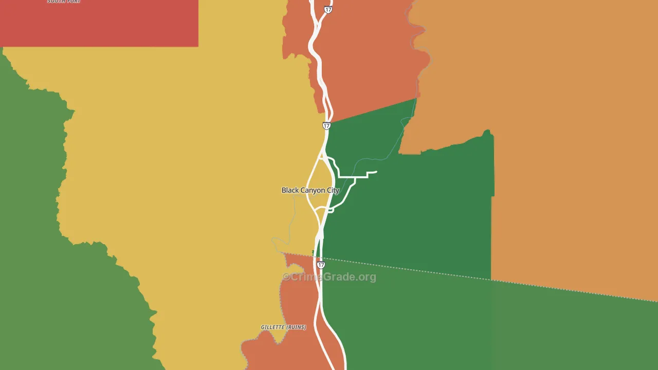 Black Canyon City, AZ Map of Theft Rates