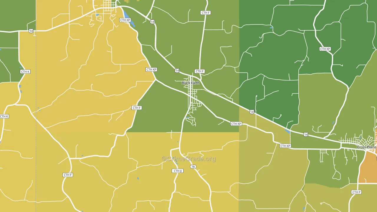 Black Earth, WI Map of Theft Rates