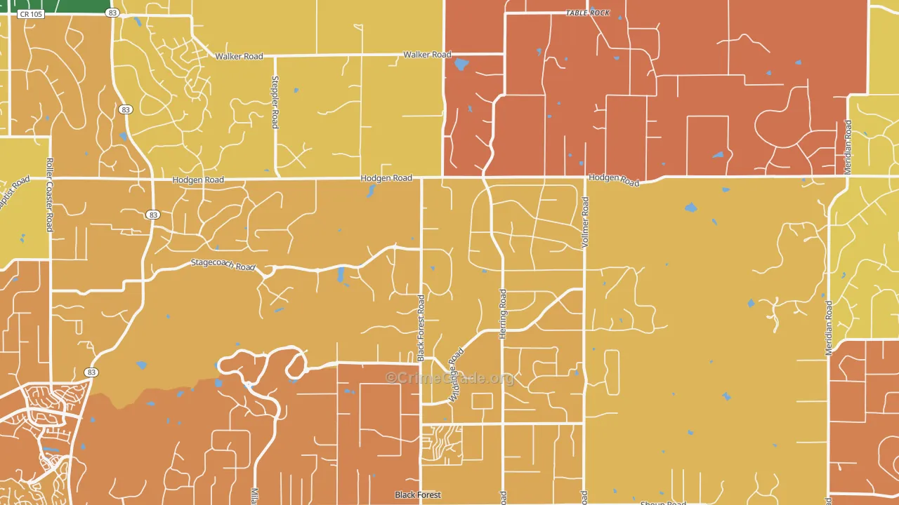 Black Forest, CO Map of Theft Rates