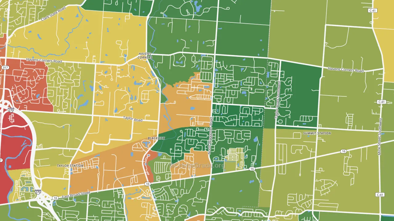 Black Lick, OH Map of Theft Rates