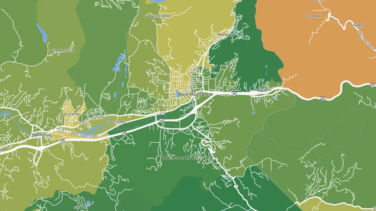 Black Mountain, NC Map of Theft Rates