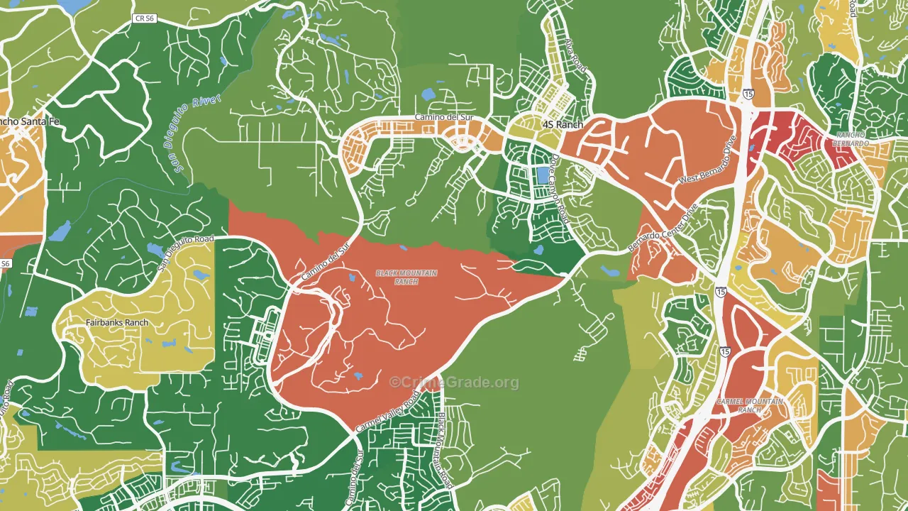 Black Mountain Ranch, San Diego, CA Map of Theft Rates