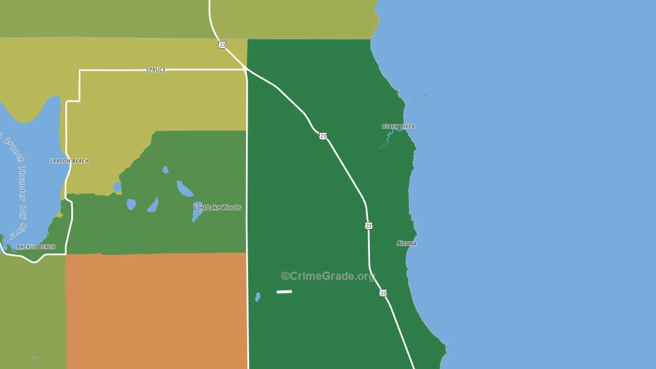 Black River, MI Map of Theft Rates