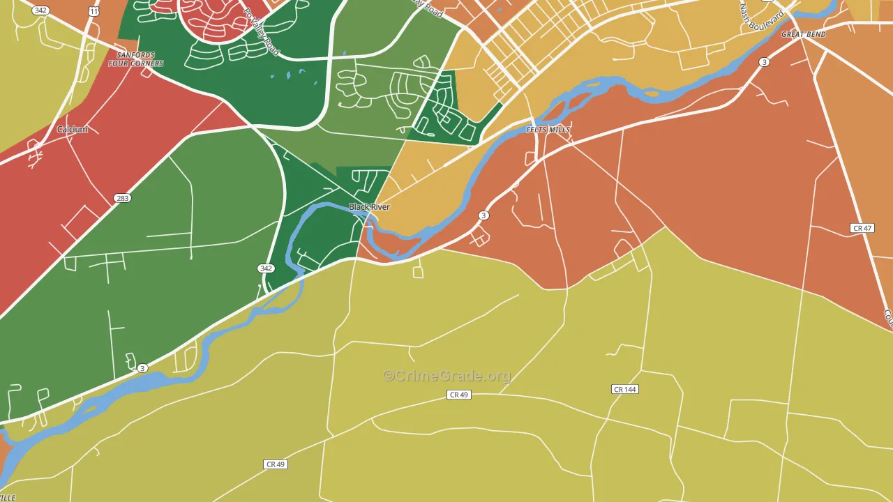 Black River, NY Map of Theft Rates