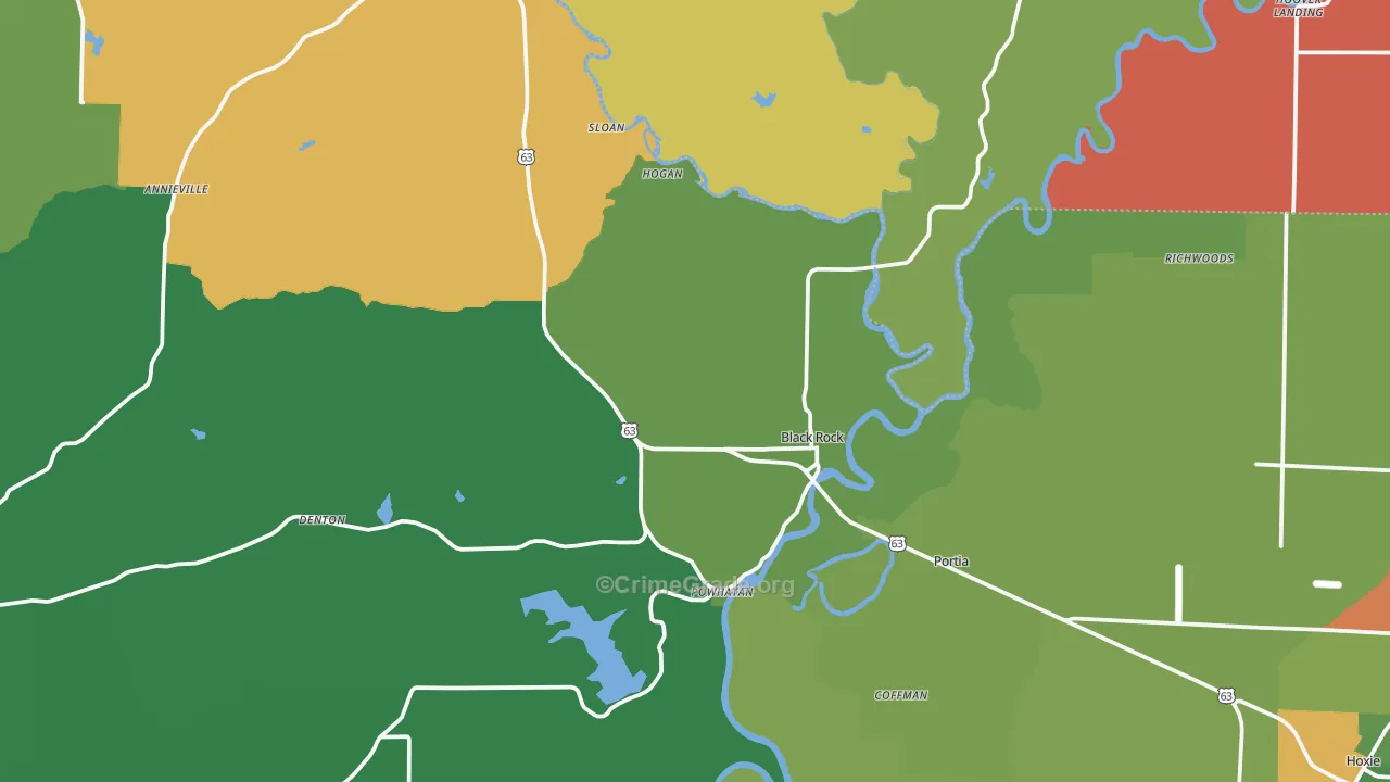 Black Rock, AR Map of Theft Rates