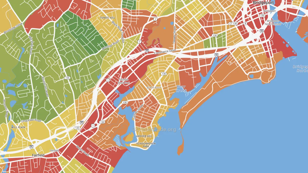 Black Rock, Bridgeport, CT Map of Theft Rates