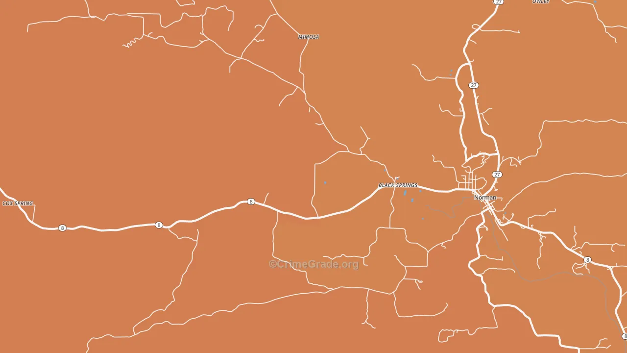 Black Springs, AR Map of Theft Rates