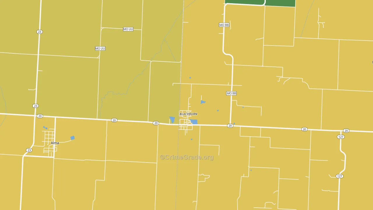Blackburn, MO Map of Theft Rates