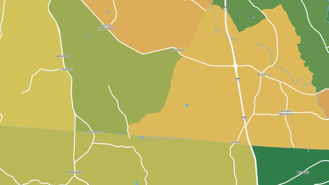 Blackstock, SC Map of Theft Rates