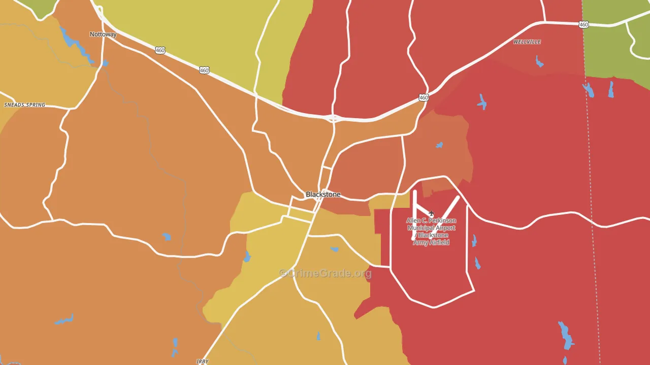 Blackstone, VA Map of Theft Rates