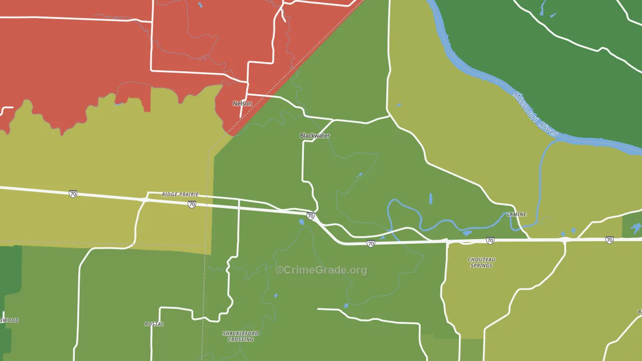 Blackwater, MO Map of Theft Rates