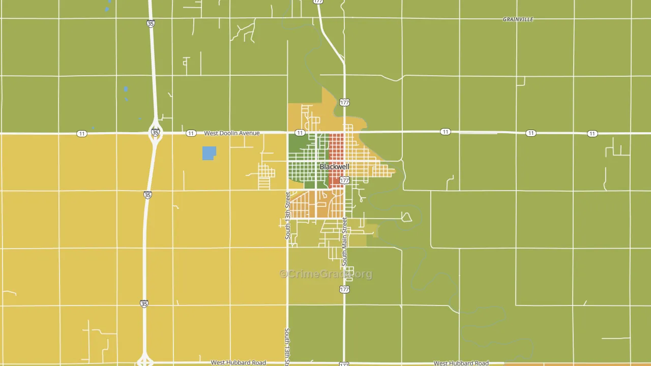 Blackwell, OK Map of Theft Rates