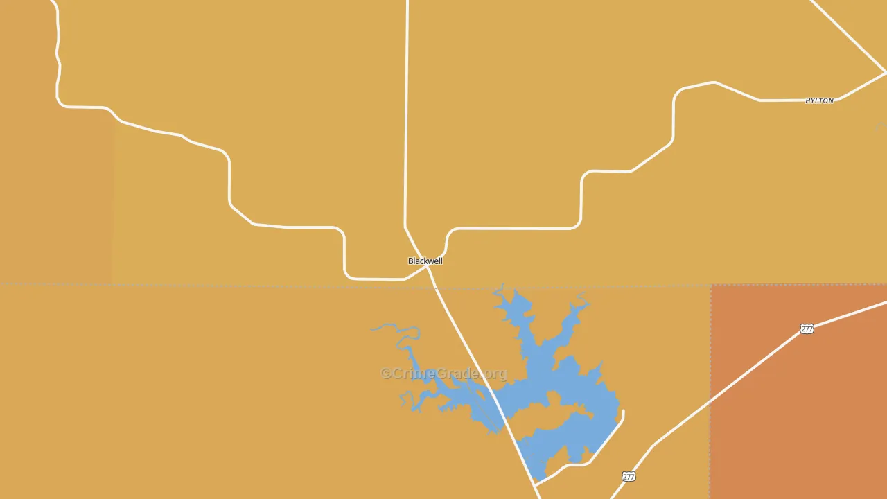 Blackwell, TX Map of Theft Rates