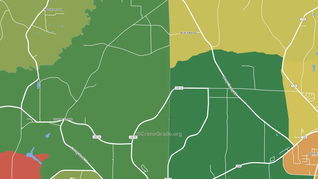 Blackwood, AL Map of Theft Rates