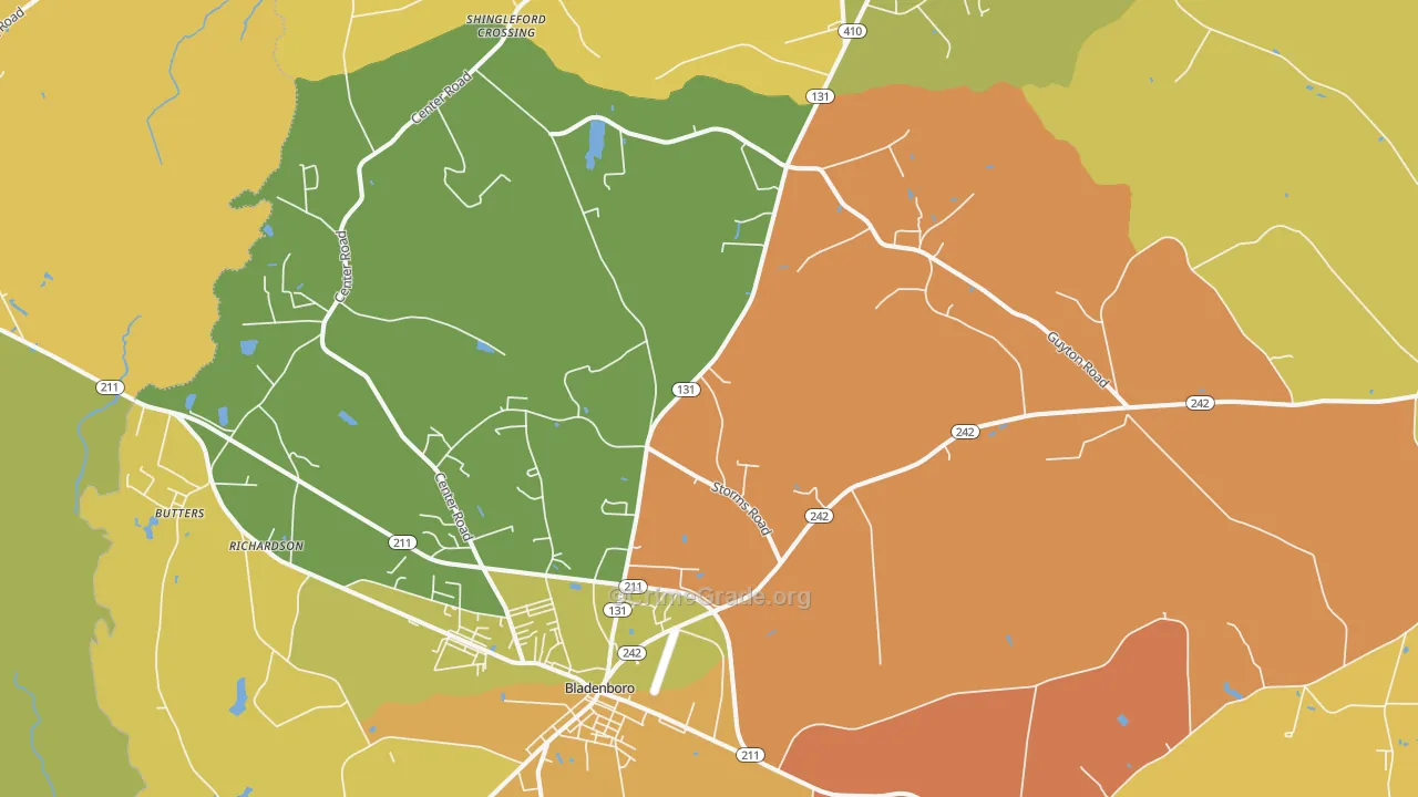 Bladenboro, NC Map of Theft Rates
