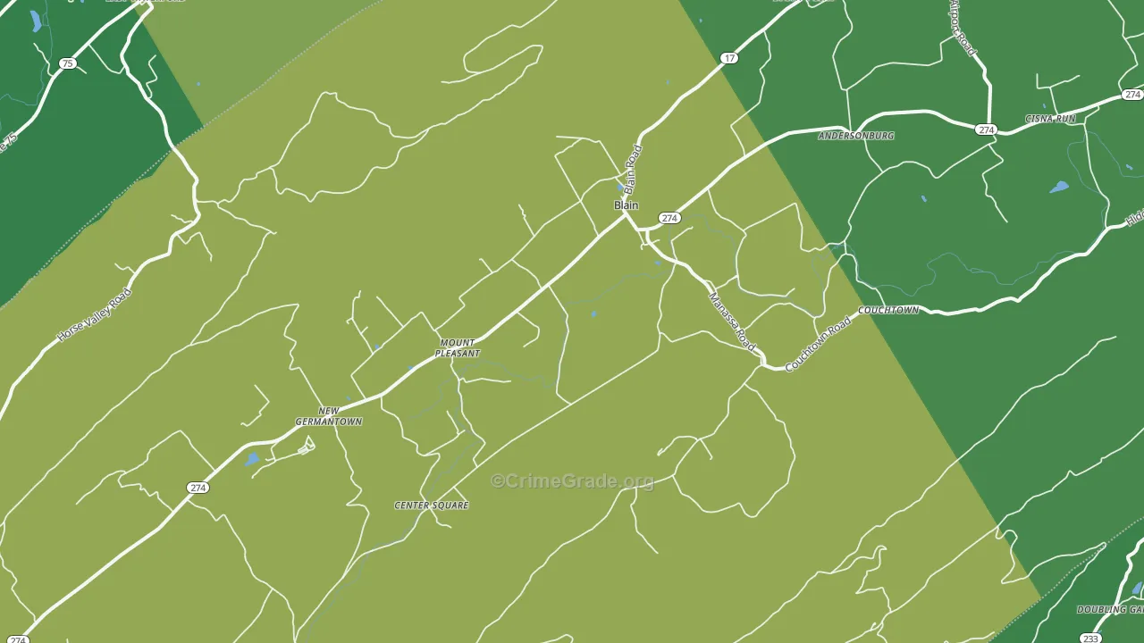 Blain, PA Map of Theft Rates
