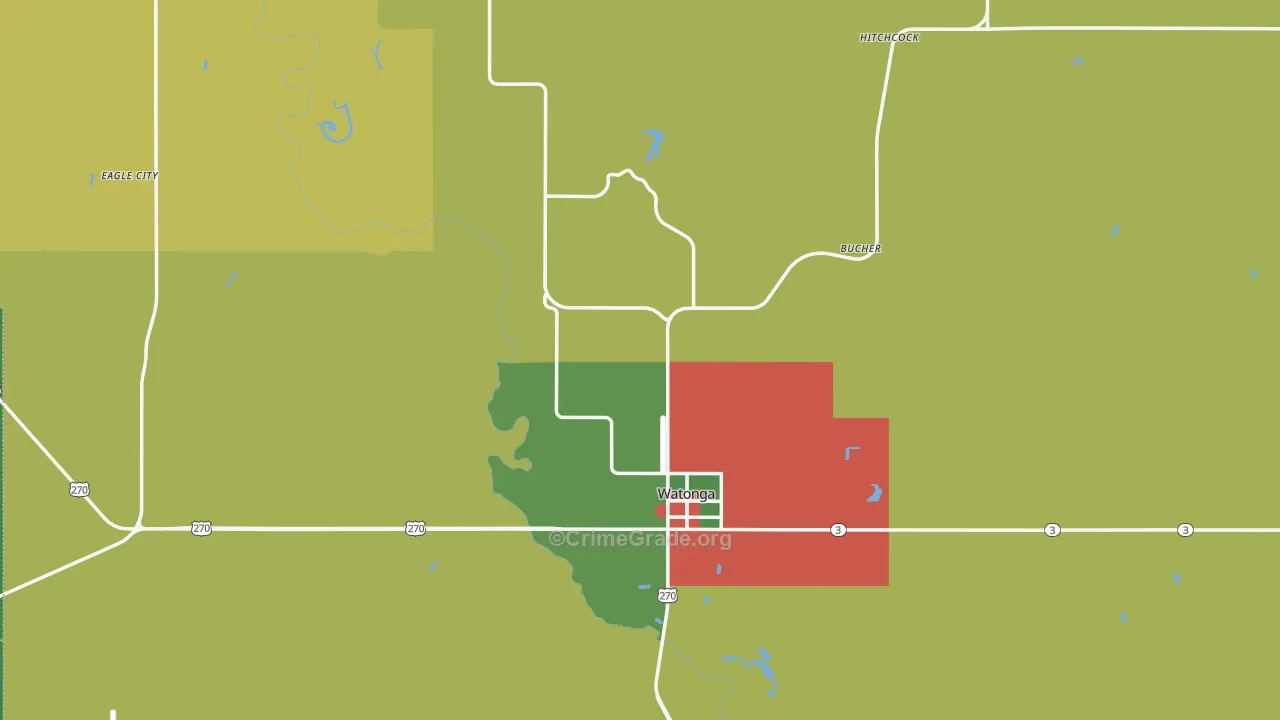 Blaine County, OK Map of Theft Rates