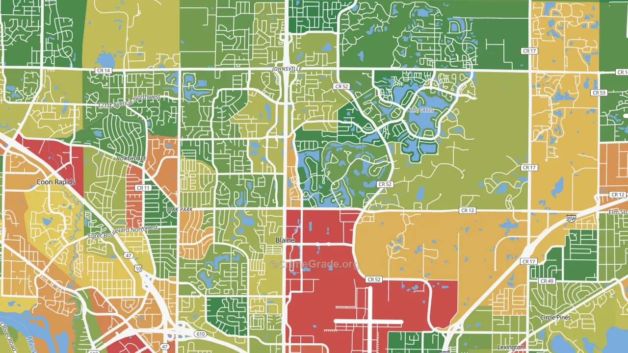Blaine, MN Map of Theft Rates
