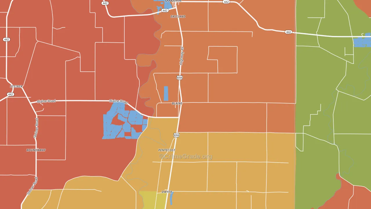 Blaine, MS Map of Theft Rates
