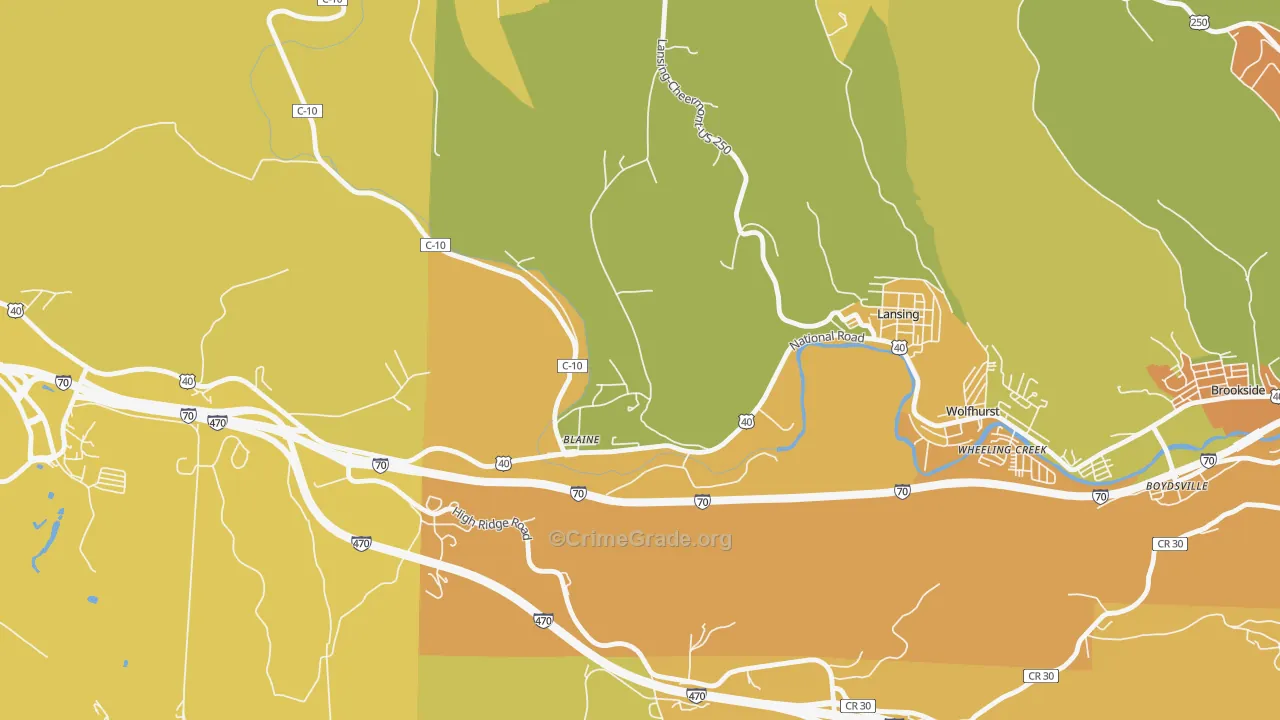 Blaine, OH Map of Theft Rates