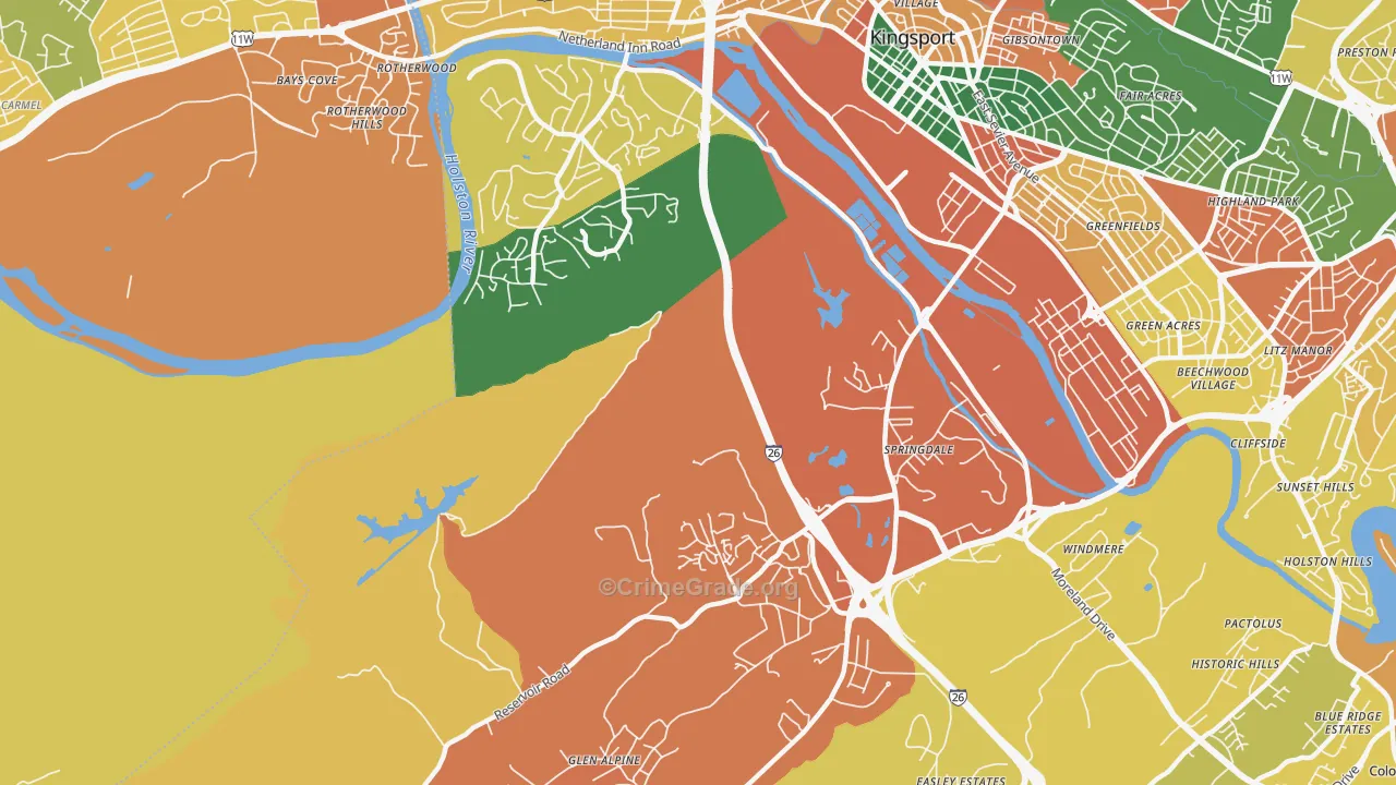 Blair Gap, TN Map of Theft Rates